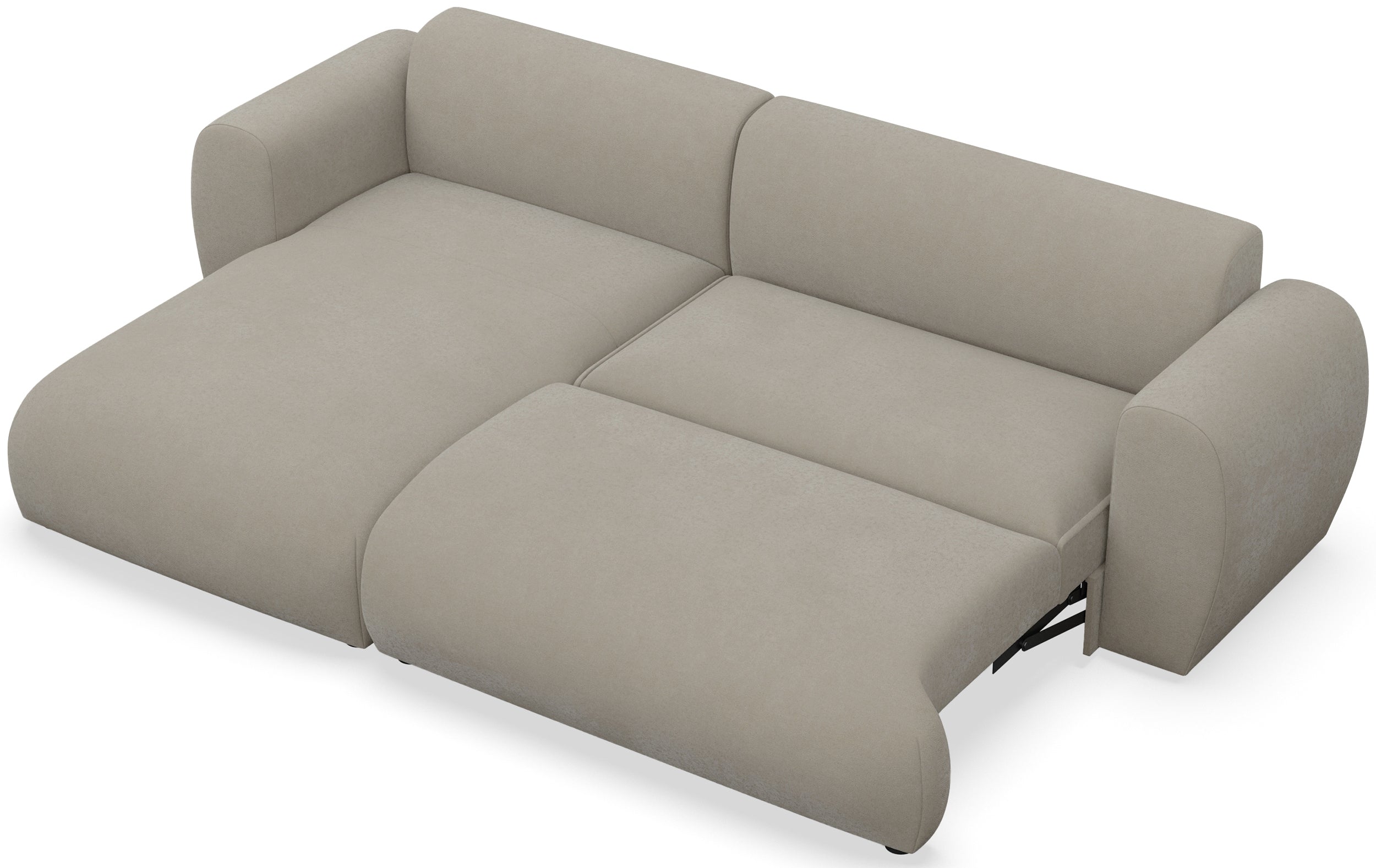 Ecksofa mit Schlafunktion Emia, L-förmig, linksseitig, grau-beige, pflegeleichter Chenillestoff