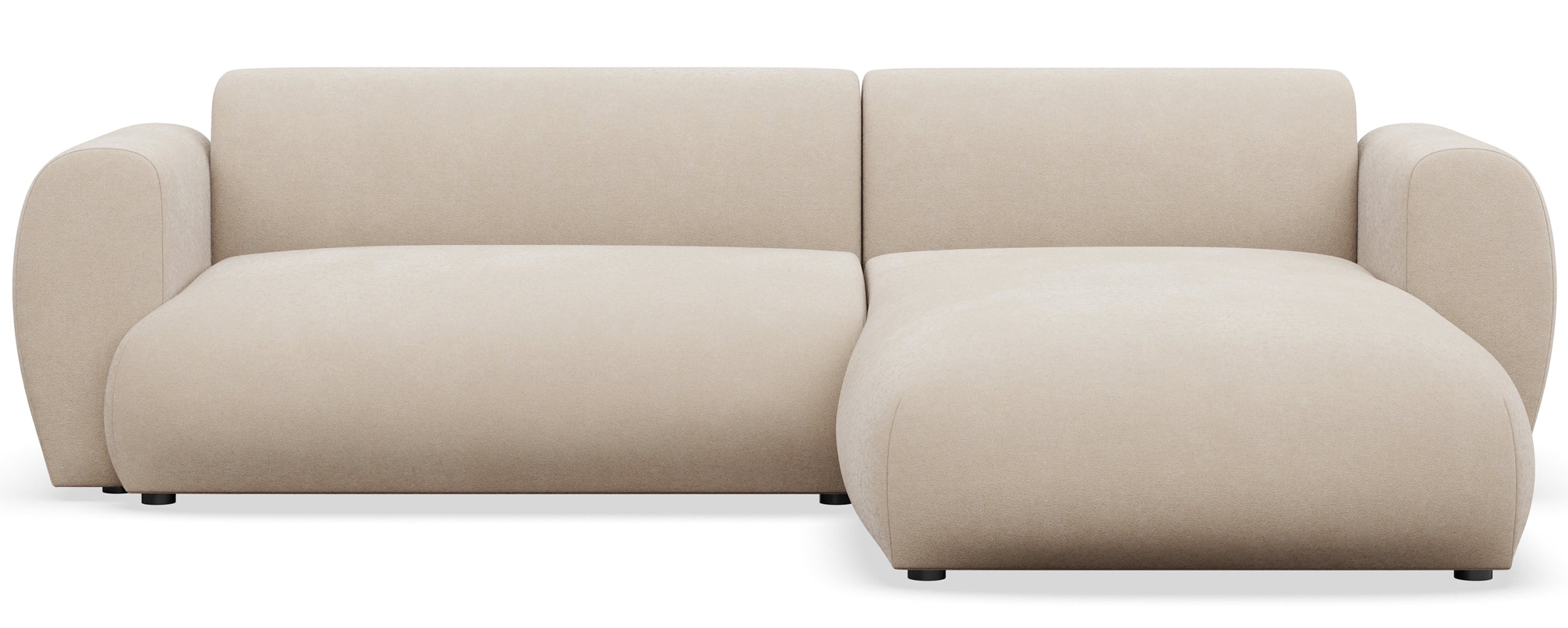 Ecksofa mit Schlaffunktion Emia, L-förmig, rechtsseitig, cremefarben, pflegeleichter Chenillebezug