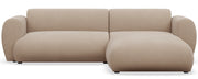 Ecksofa mit Schlaffunktion Emia, L-Form, rechtsseitig, beige, pflegeleichter Chenillestoff