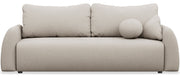 Dreisitziges ausklappbares Sofa Nubelle mit Stauraum, hellbeiger hydrophober Chenillestoff