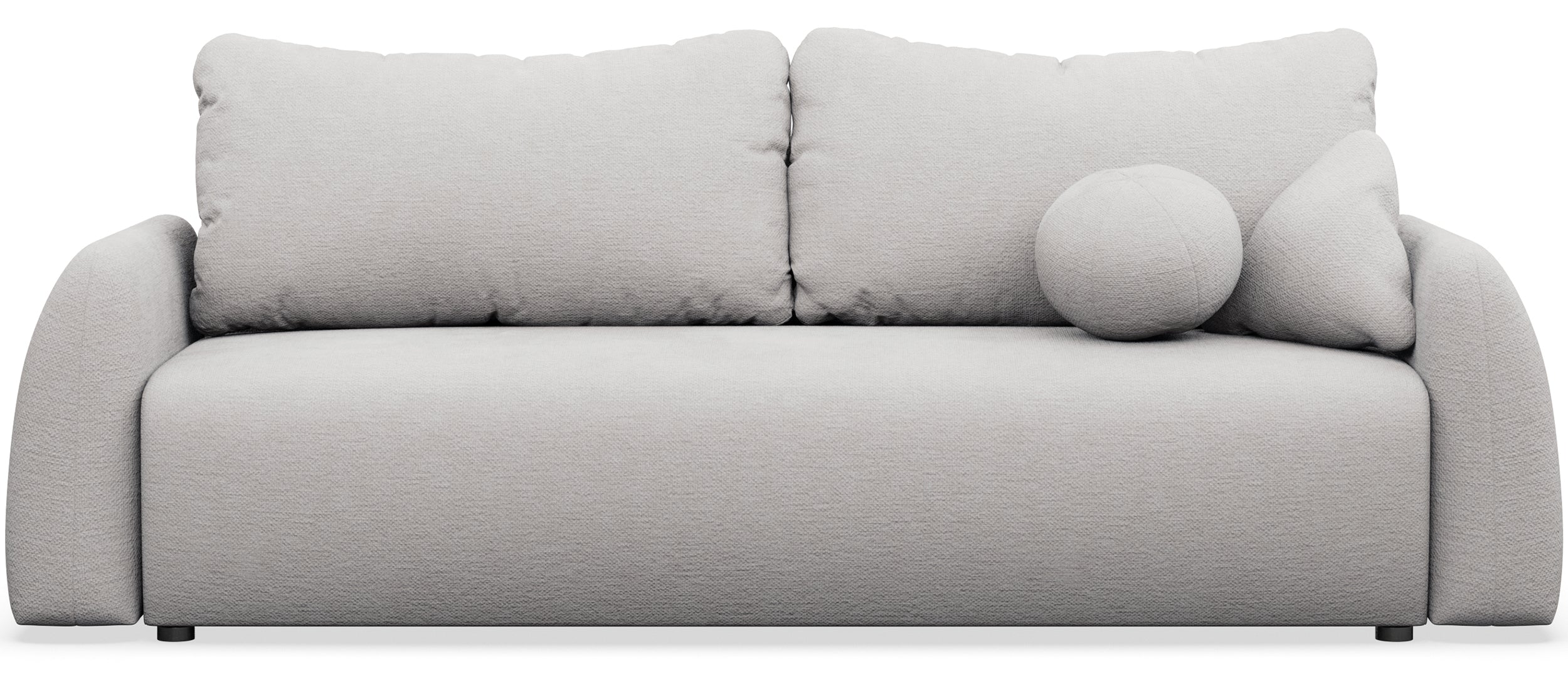 Dreisitziges ausklappbares Sofa Nubelle mit Stauraum, hellgrauer hydrophober Chenillestoff