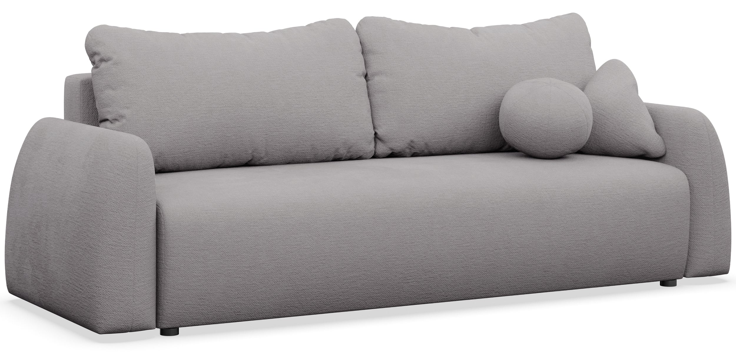 Dreisitziges ausklappbares Sofa Nubelle mit Stauraum, grauer hydrophober Chenillestoff