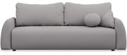 Dreisitziges ausklappbares Sofa Nubelle mit Stauraum, grauer hydrophober Chenillestoff