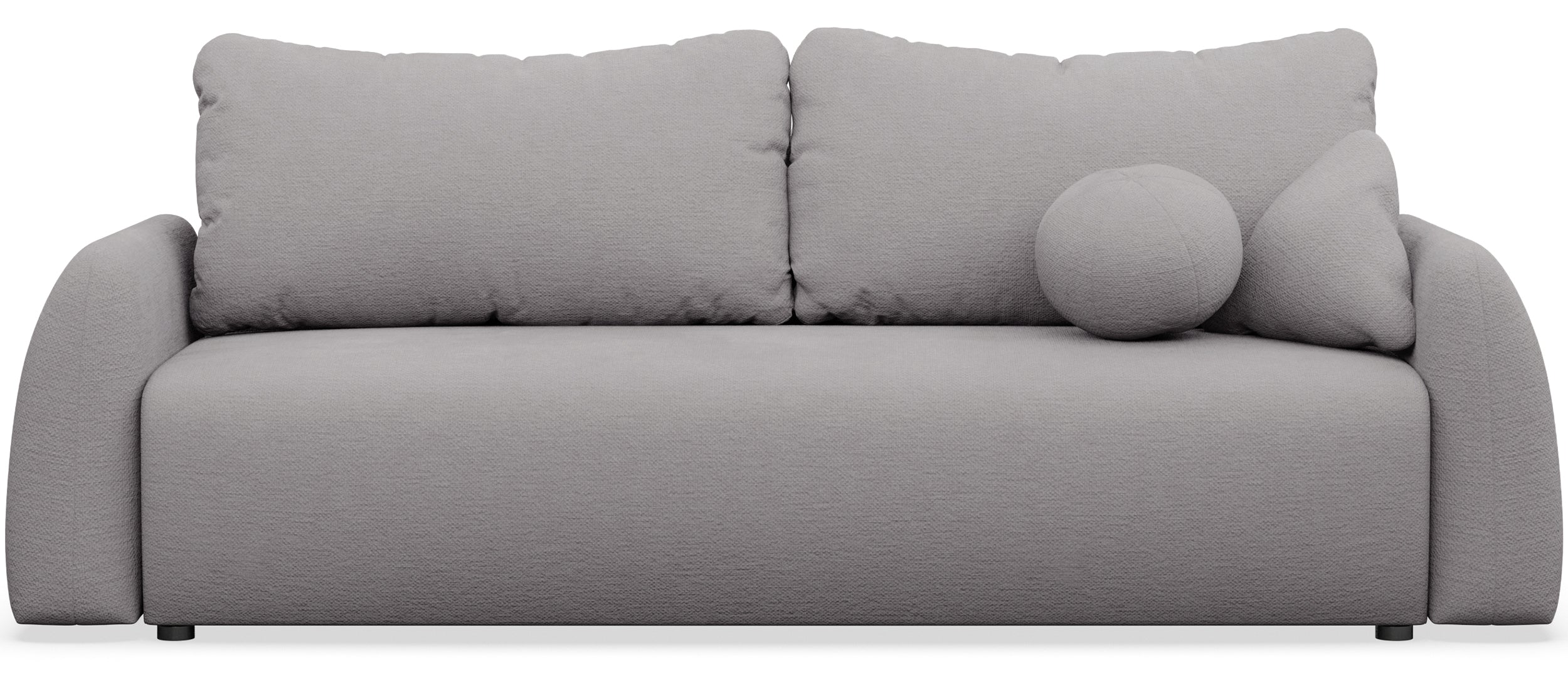 Dreisitziges ausklappbares Sofa Nubelle mit Stauraum, grauer hydrophober Chenillestoff