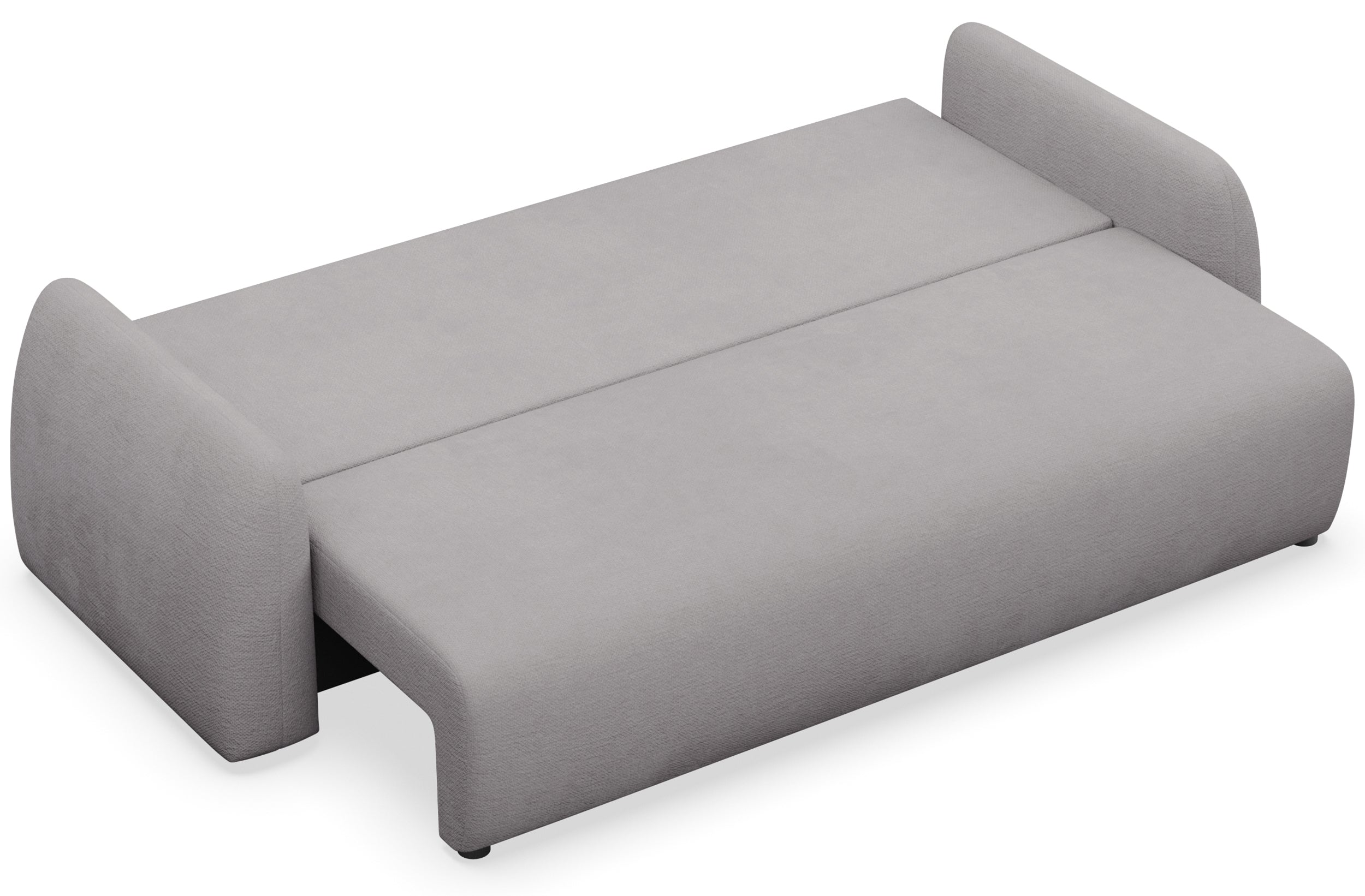 Dreisitziges ausklappbares Sofa Nubelle mit Stauraum, grauer hydrophober Chenillestoff
