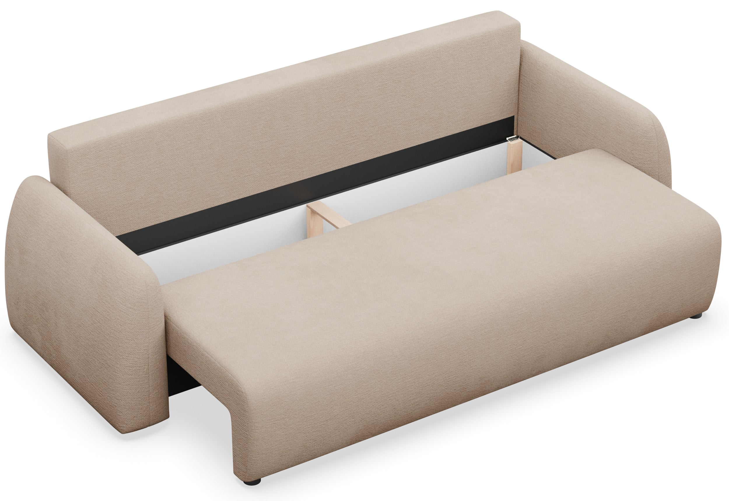 Drei-Sitzer-Schlafsofa Nubelle mit Stauraum, beige, hydrophobes Chenille