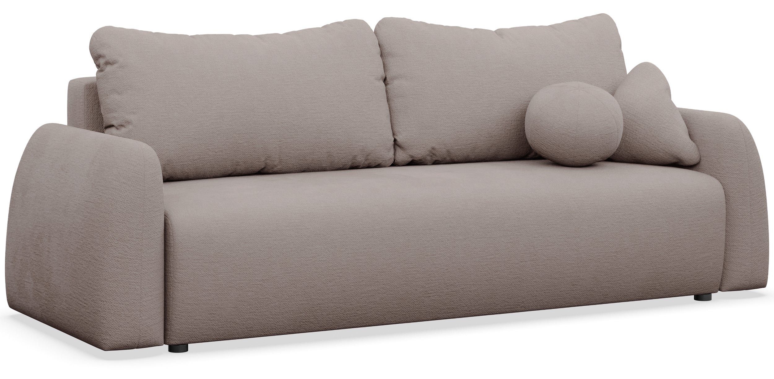 Dreisitziges Schlafsofa Nubelle mit Stauraum, dunkelbeige, hydrophobes Chenillegewebe