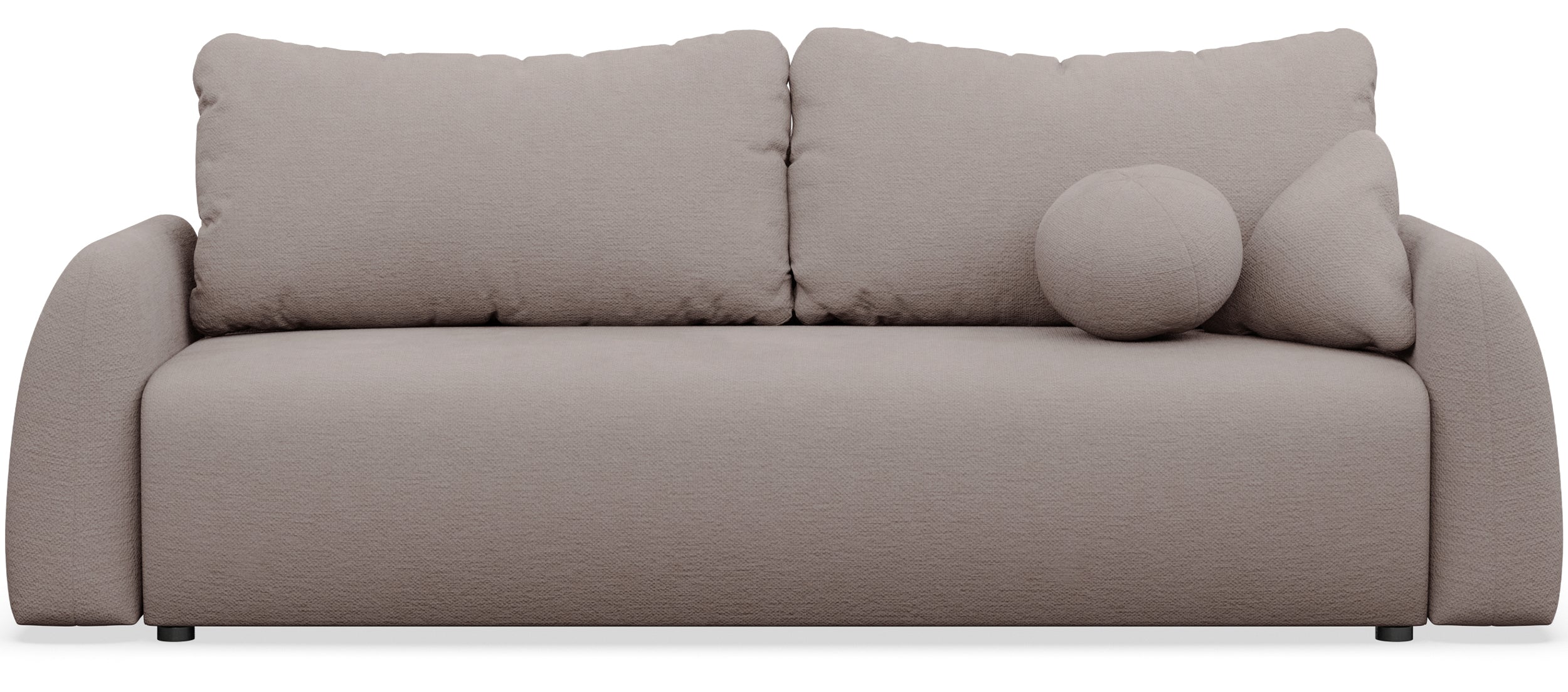 Dreisitziges Schlafsofa Nubelle mit Stauraum, dunkelbeige, hydrophobes Chenillegewebe