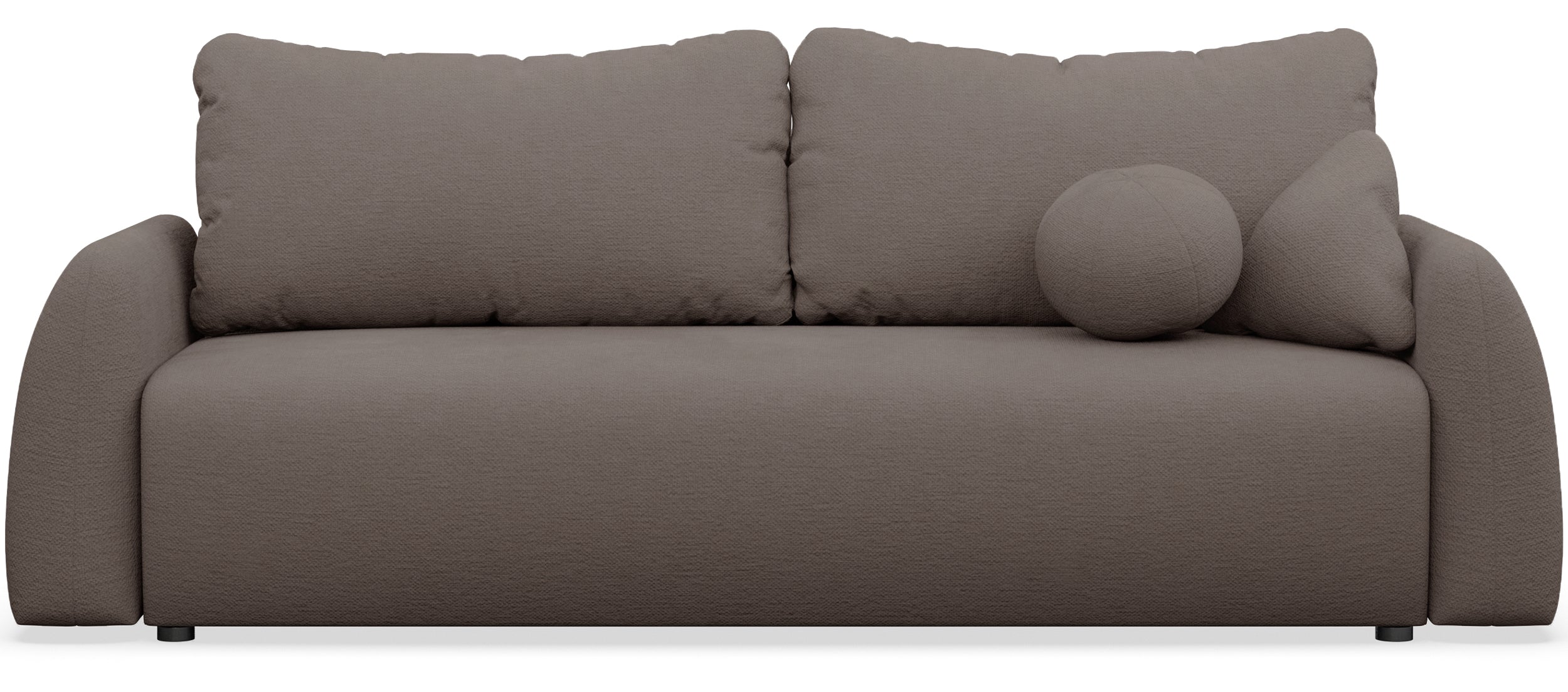Dreisitziges ausklappbares Sofa Nubelle mit Stauraum, braunes hydrophobes Chenille