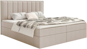 Kontinentales Bett 160x200 cm Togents mit Stauraum und Topper, beige Chenille, wasserabweisend