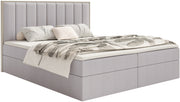 Kontinentalbett 160x200 cm Togents mit Stauraum und Topper, grauer hydrophober Chenillestoff