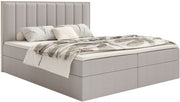 Kontinentalbett 160x200 cm Togents mit Stauraum und Topper, grau-beige Chenille, hydrophob
