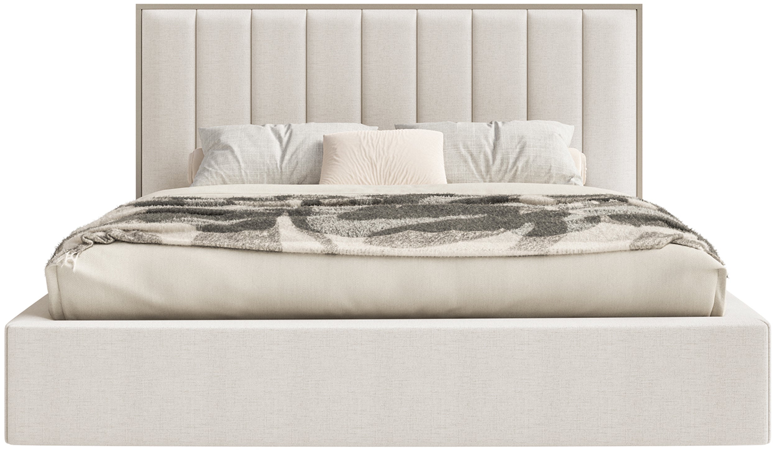 Gepolstertes Bett 140x200 cm Togents hellbeige Chenille wasserabweisend