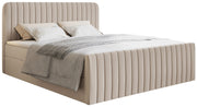 Kontinentales Bett 200x200 cm Saliano mit Stauraum und Topper, beige Chenille, wasserabweisend
