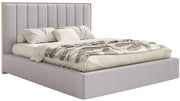 Gepolstertes Bett 140x200 cm Togents mit Stauraum, Metallrahmen, grauer hydrophober Chenille