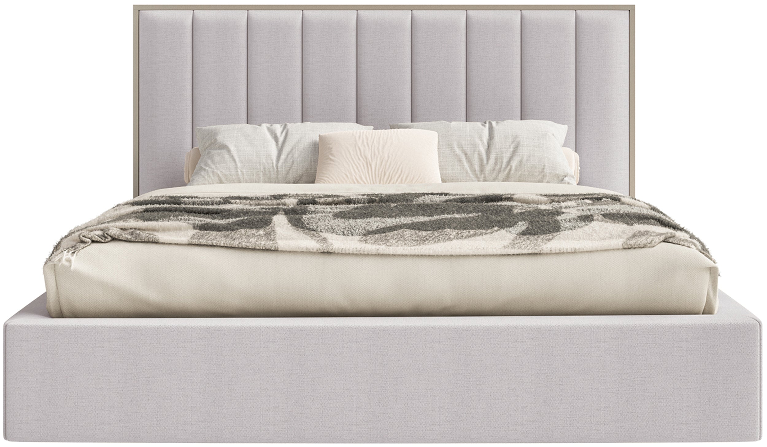 Gepolstertes Bett 140x200 cm Togents mit Stauraum, Metallrahmen, grauer hydrophober Chenille