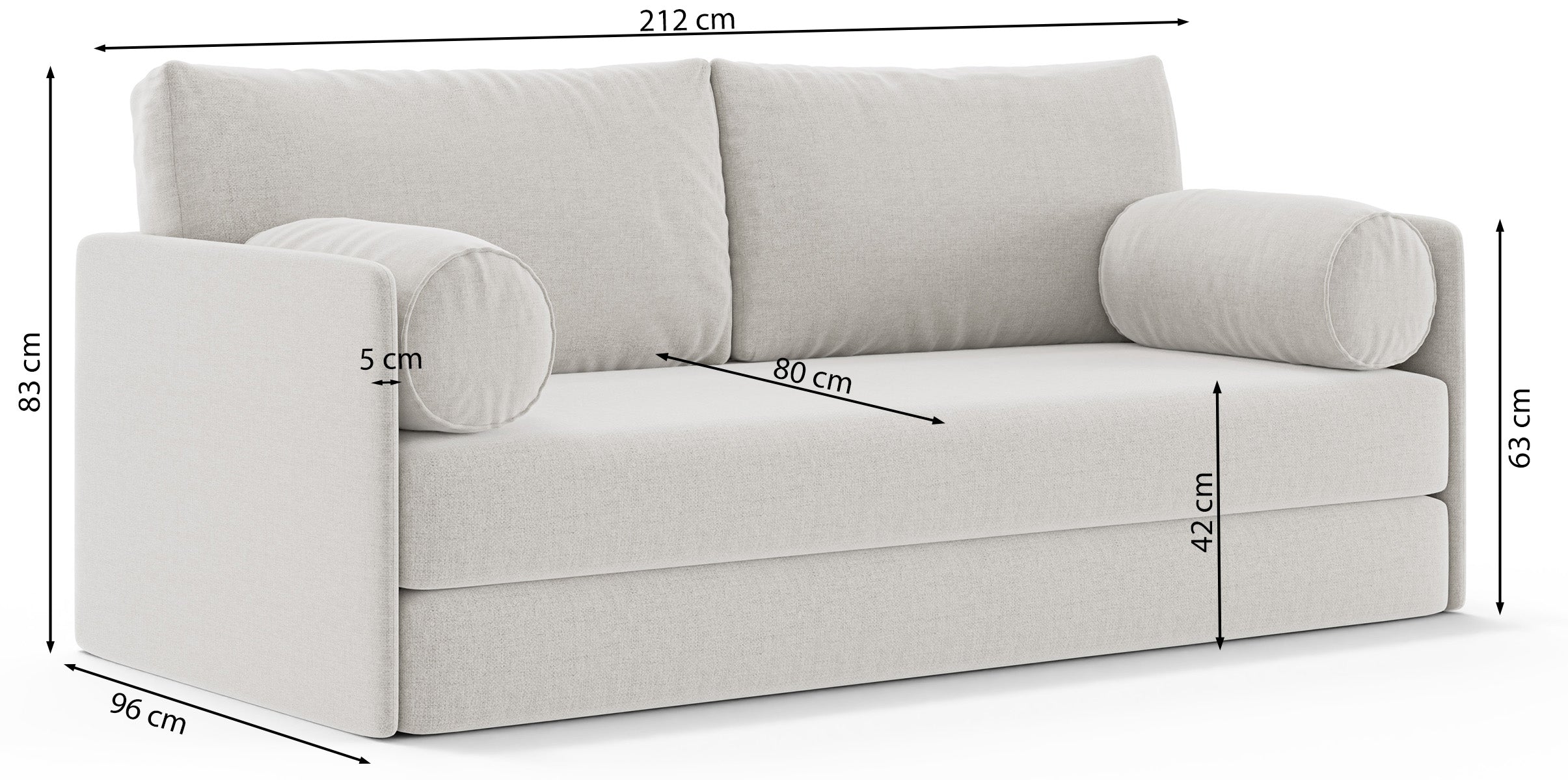 Dreisitziges ausklappbares Sofa Estano in hellgrauem Flechtmuster