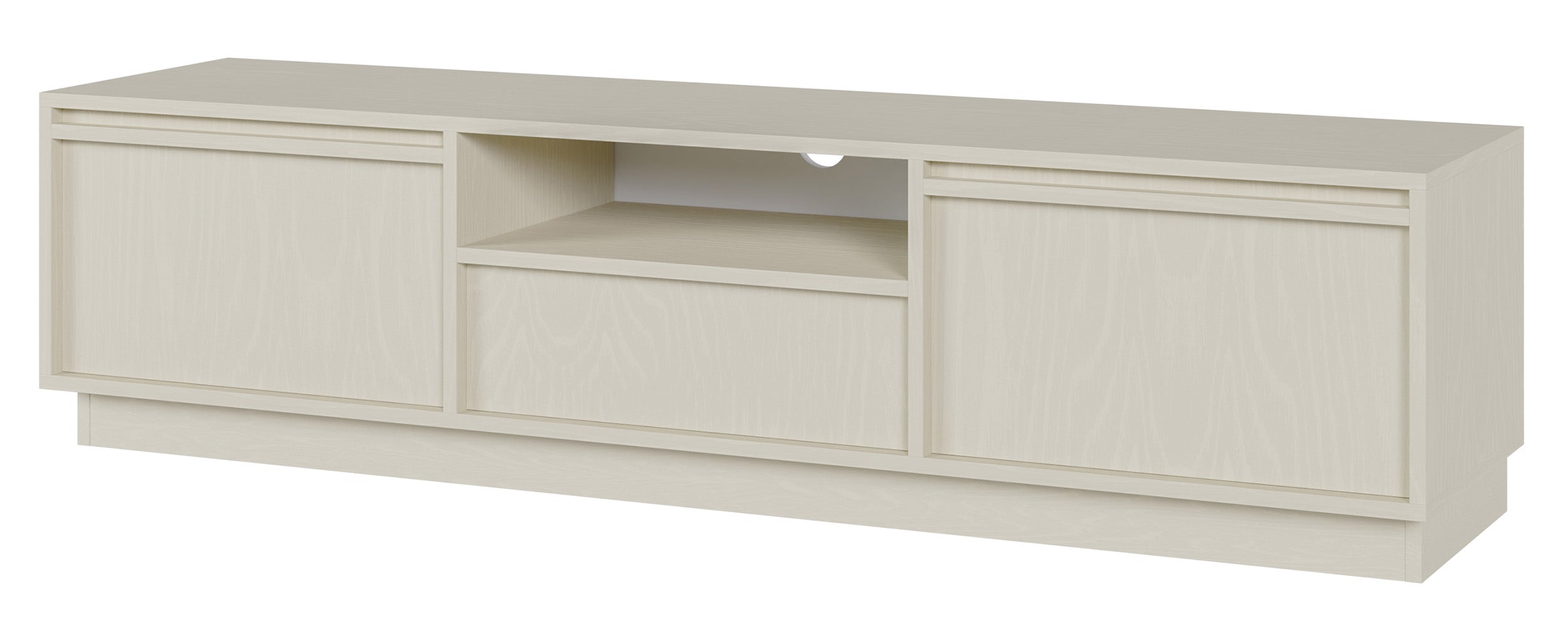 Zweiturige RTV-Kommode Evo mit Schublade, 154 cm, sandbeige auf Sockel