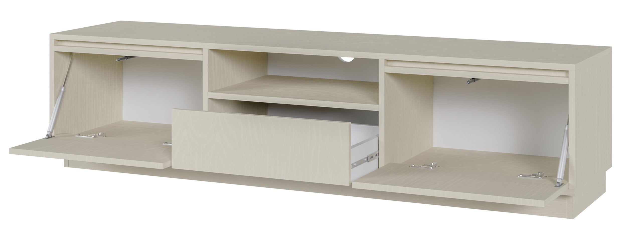 Zweiturige RTV-Kommode Evo mit Schublade, 154 cm, sandbeige auf Sockel