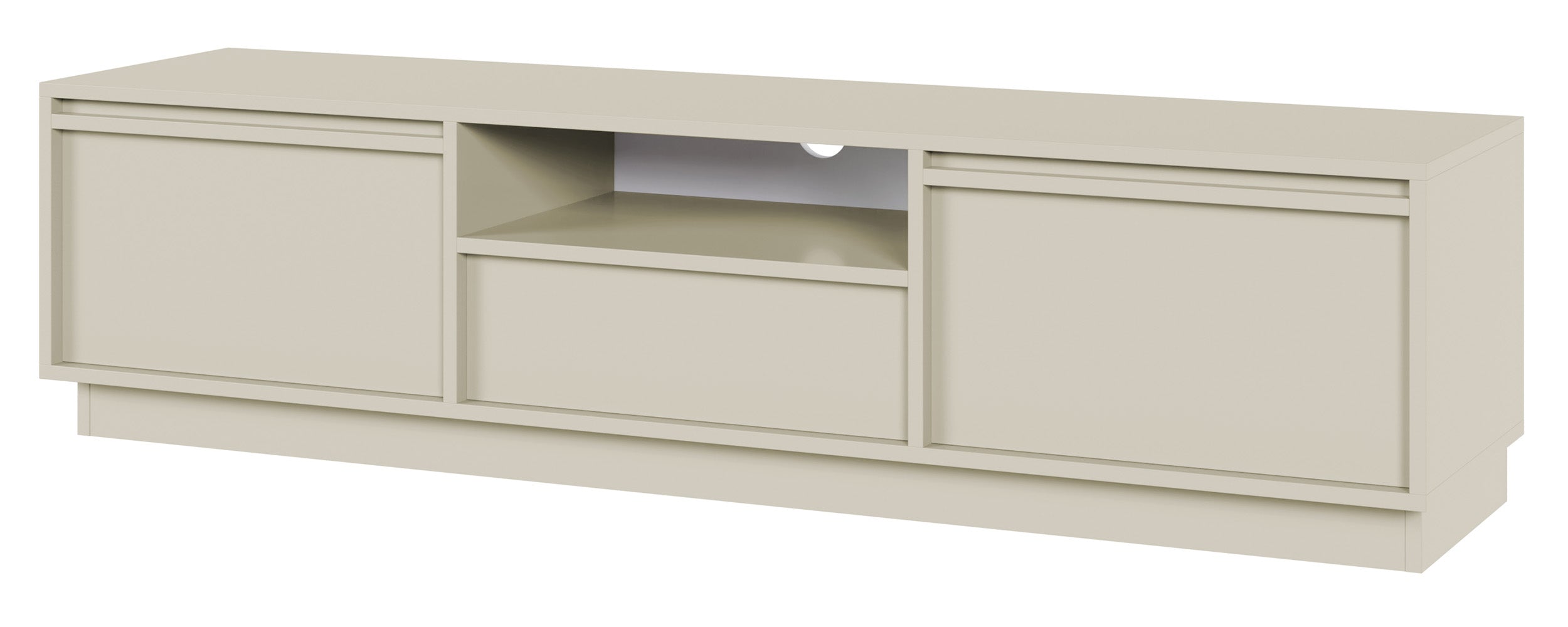 Zweitrüriger TV-Schrank Evo mit Schublade, 154 cm, Kaschmir auf Sockel