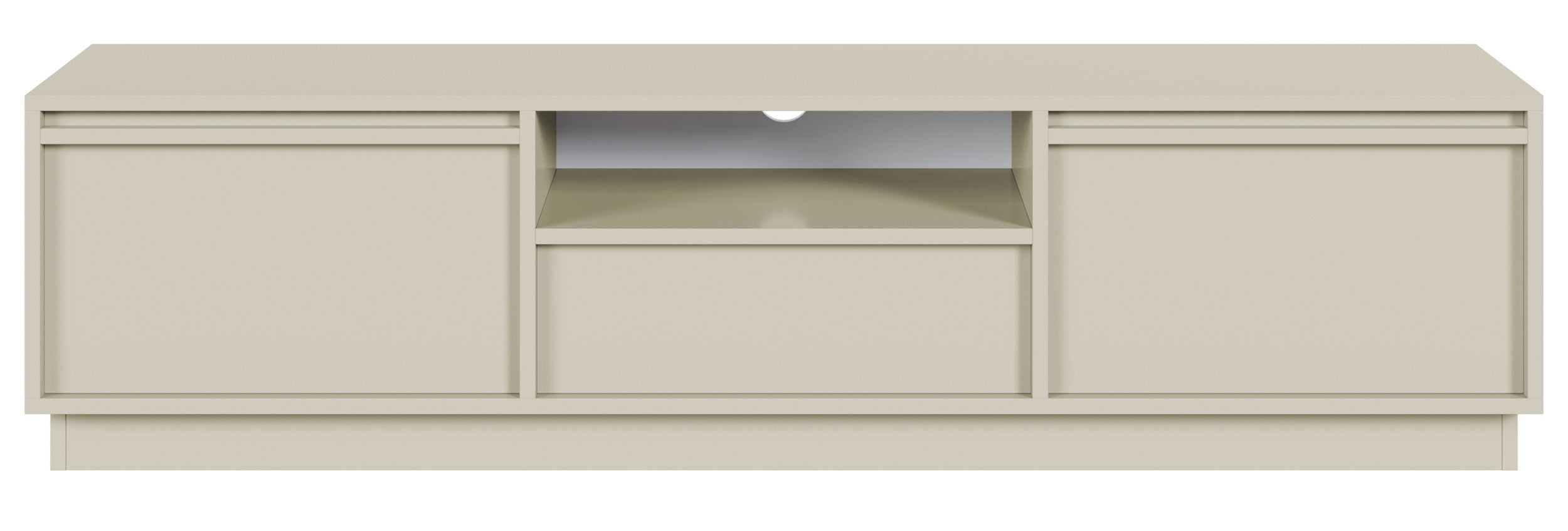 Zweitrüriger TV-Schrank Evo mit Schublade, 154 cm, Kaschmir auf Sockel