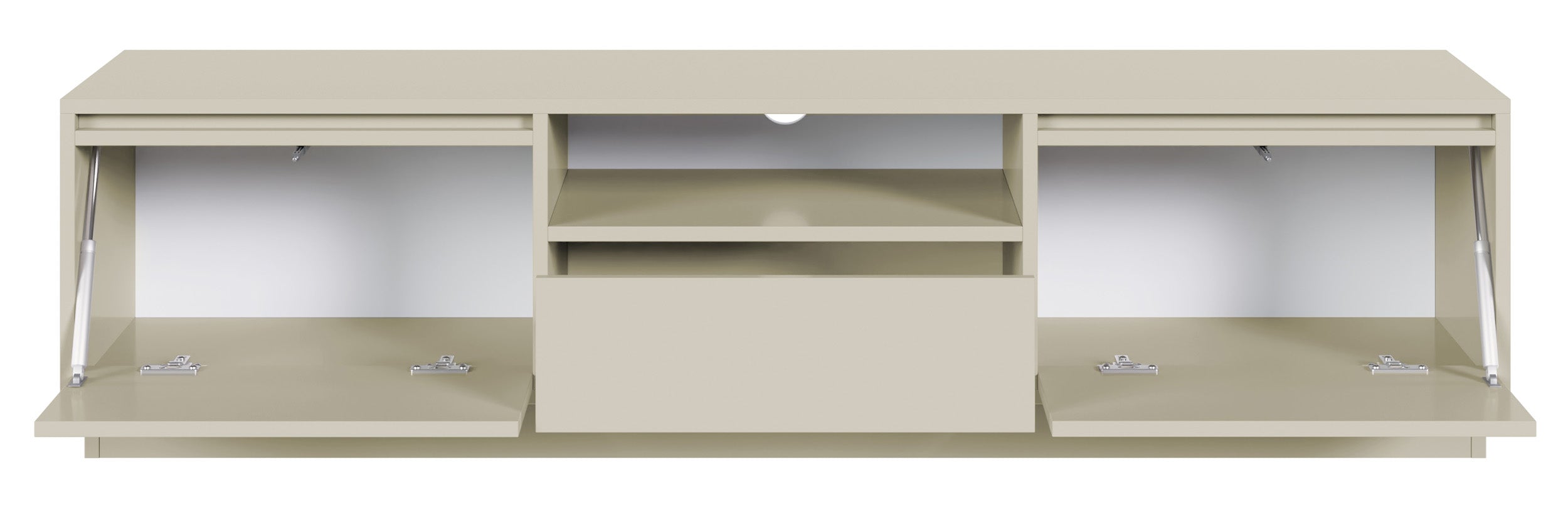 Zweitrüriger TV-Schrank Evo mit Schublade, 154 cm, Kaschmir auf Sockel