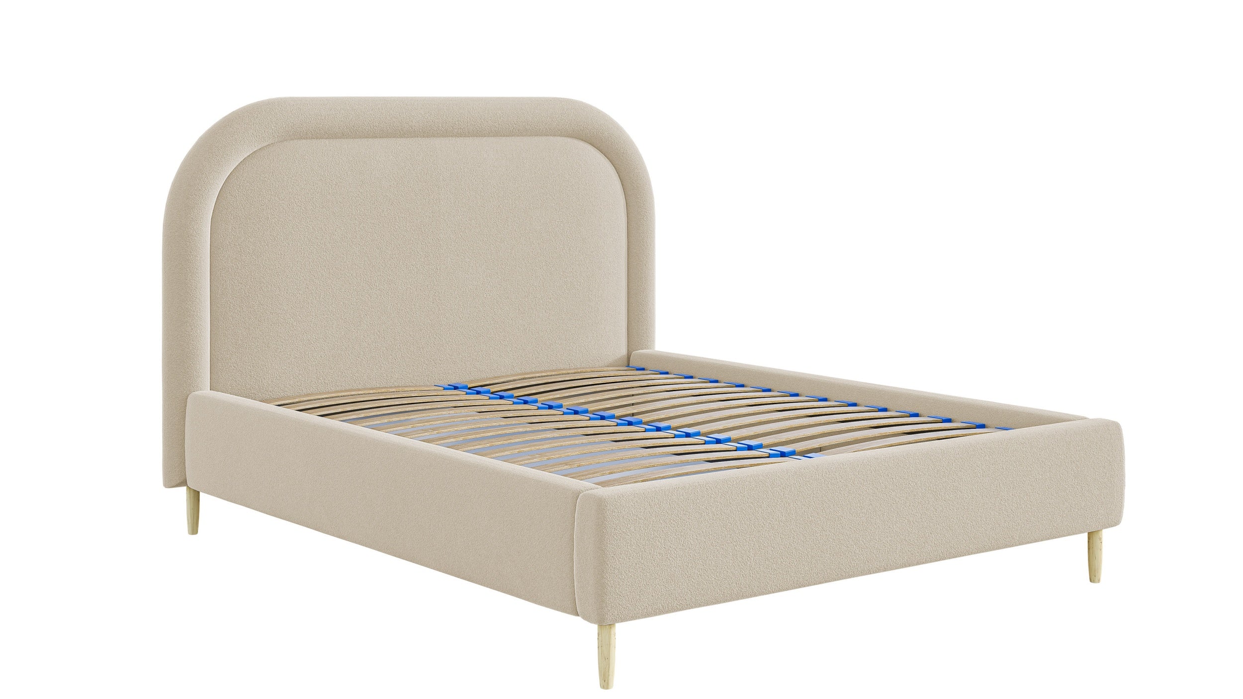 Polsterbett 140x200 cm Loreo mit Stauraum, beige Bouclé