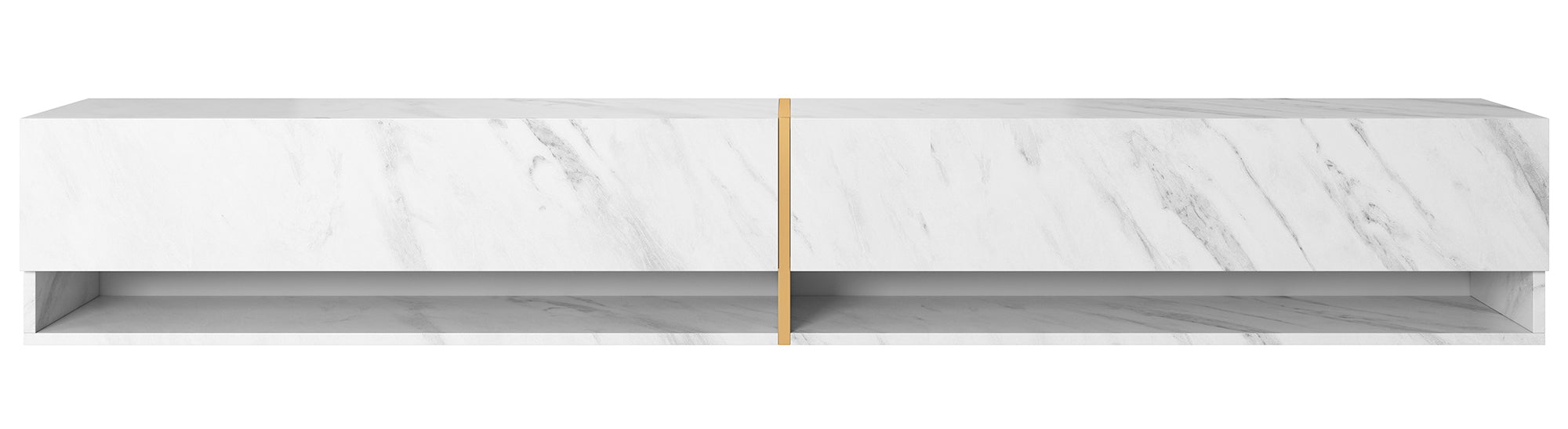 TV-Schrank Mirrgo 200 cm weißer Marmor mit goldener Einlage