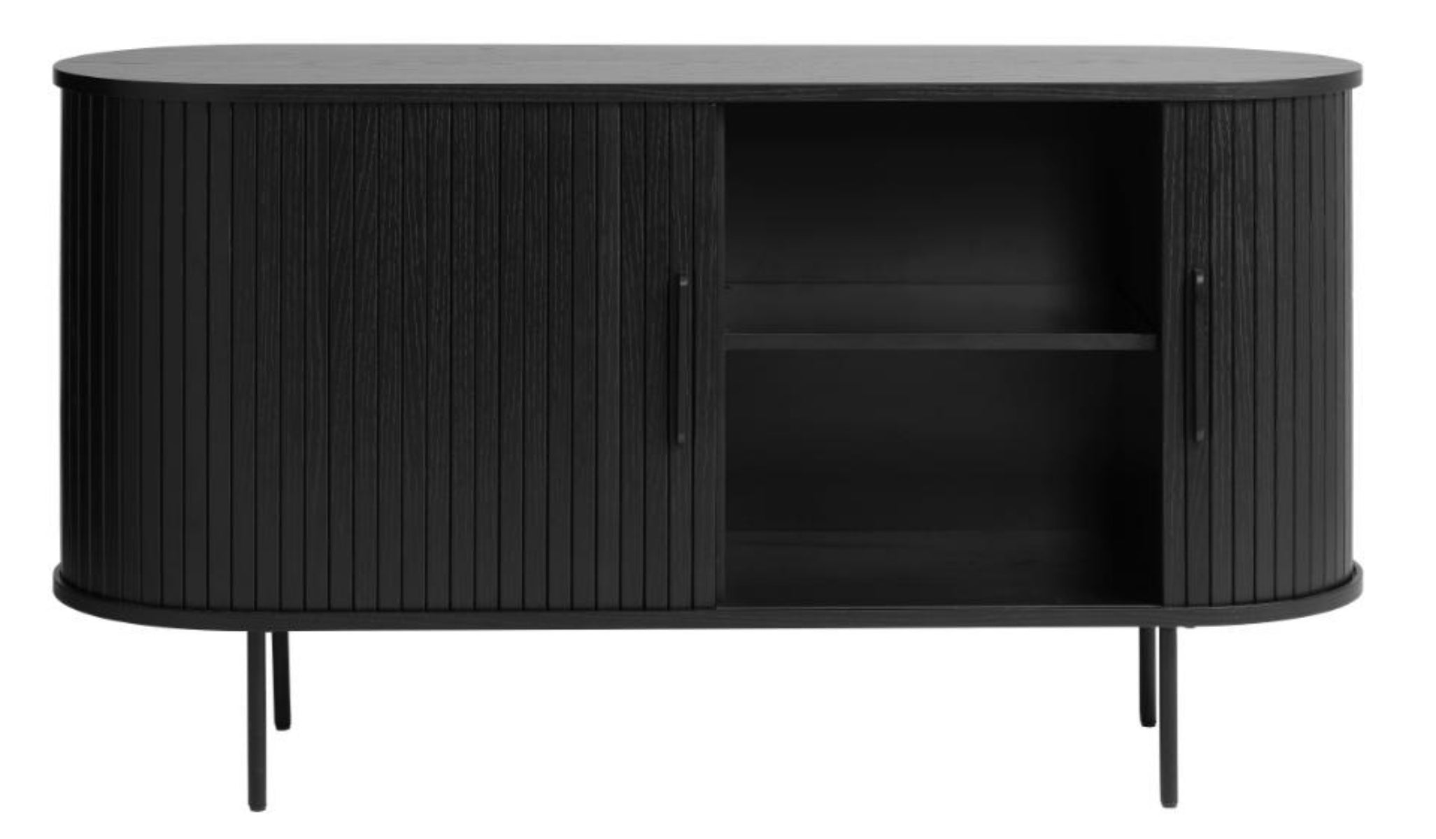 Kommode Gativel 140x76 cm Lamellen Eiche Schwarz