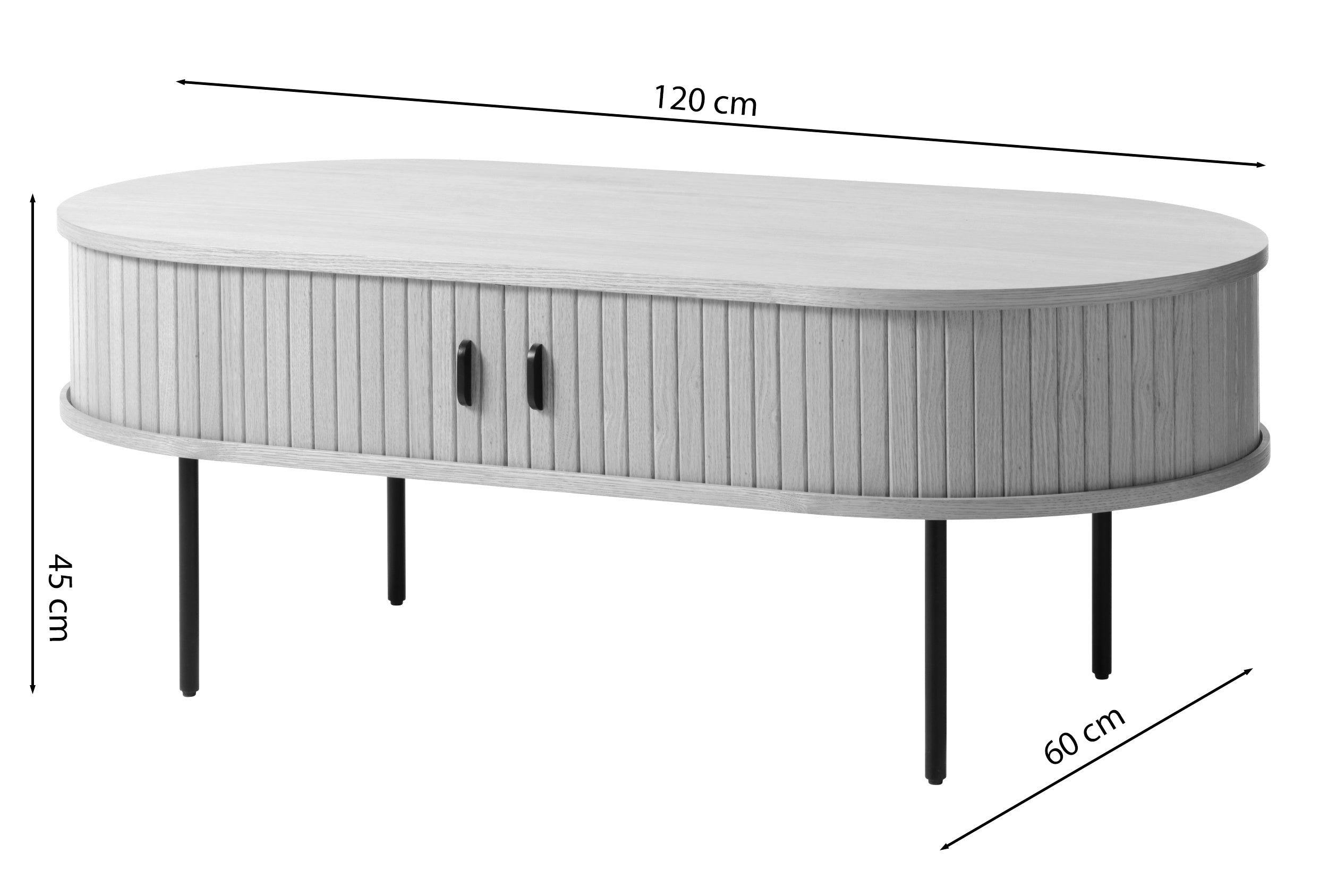 Holz-Couchtisch Gativel 120x60 cm Lamellen in natürlicher Eiche