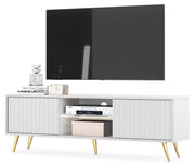 TV-Schrank Bello mit Lamellenfronten, 135 cm, weiß mit goldenen Beinen