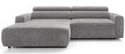 Ecksofa Fando mit elektrisch ausziehbarem Sitz, L-förmig, linksseitig, hellgrauer Chenille-Stoff