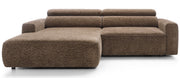 Ecksofa Fando mit elektrisch ausziehbarem Sitz, L-förmig, linksseitig, brauner Chenille-Bezug