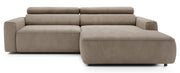 Ecksofa mit elektrischem Auszug Fando, L-förmig, rechtsseitig, beige Samt