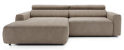 Ecksofa mit elektrischem Auszug Fando, L-förmig, linksseitig, beige Samt