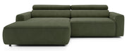Ecksofa mit elektrischem Auszug Fando L-förmig, linksseitig, Salbeigrün, Samtvelours