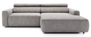 Ecksofa mit elektrischem Auszug Fando, L-förmig, rechtsseitig, grauer Samt