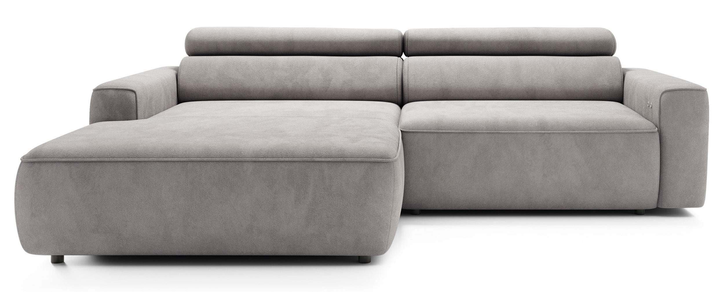 Ecksofa mit elektrischem Auszug Fando, L-förmig, linksseitig, grauer Samt