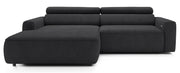 Ecksofa mit elektrischem Auszug Fando, L-förmig, linksseitig, dunkelgrauer Samt