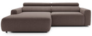 Ecksofa mit elektrischem Auszug Fando, L-förmig, linksseitig, hellbraunes Geflecht