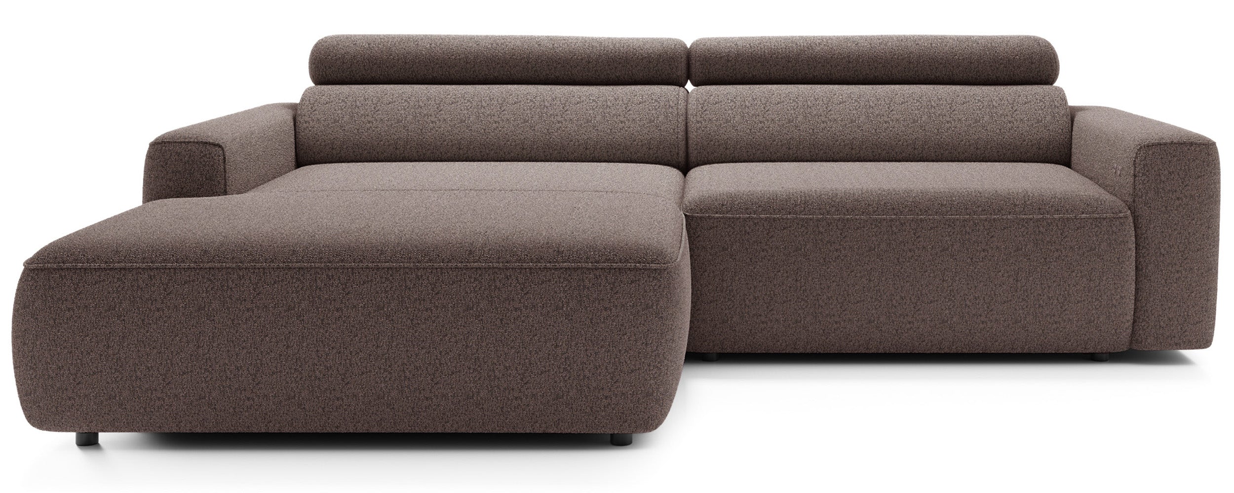 Ecksofa mit elektrischem Auszug Fando, L-förmig, linksseitig, hellbraunes Geflecht