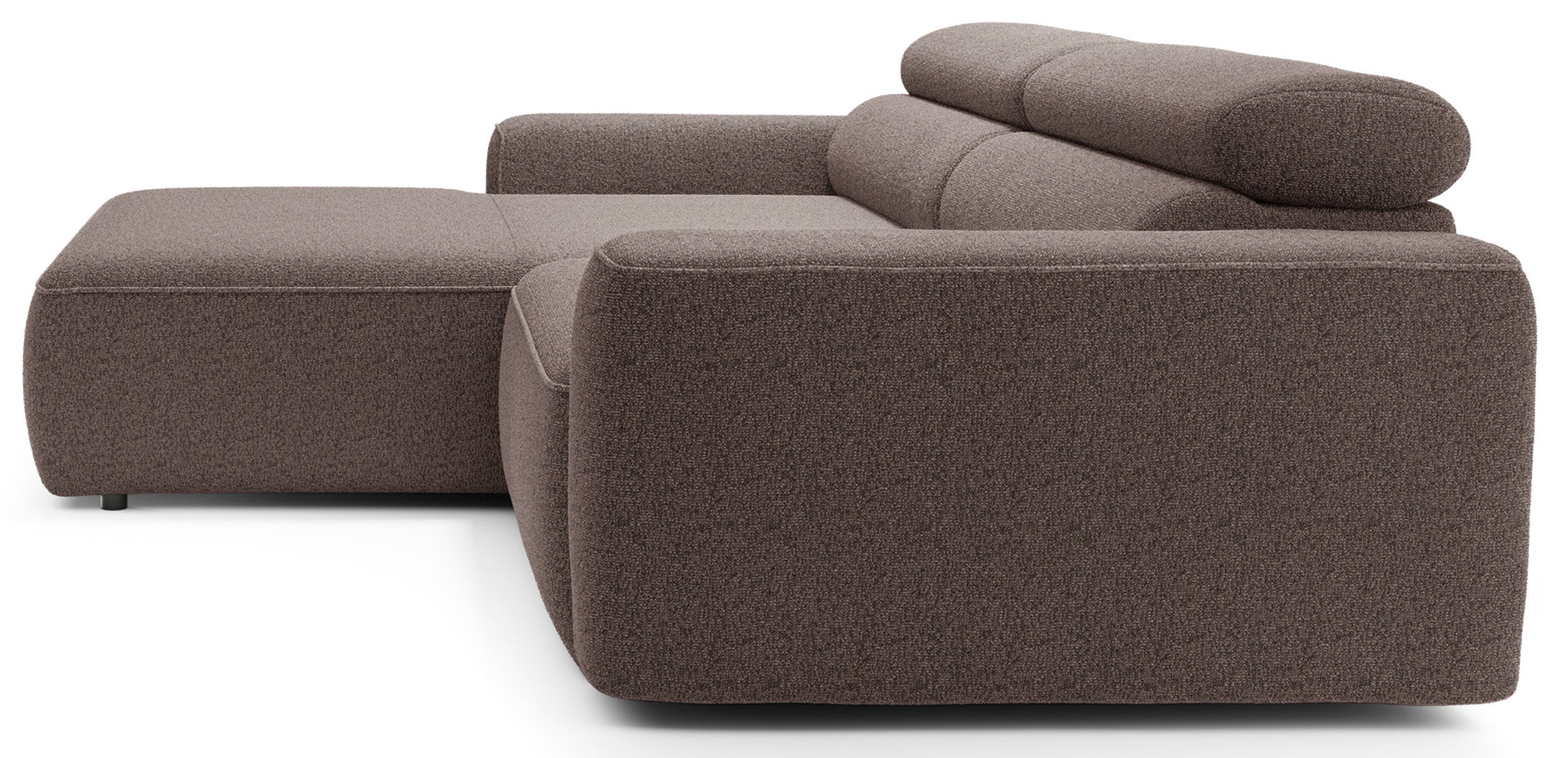 Ecksofa mit elektrischem Auszug Fando, L-förmig, linksseitig, hellbraunes Geflecht