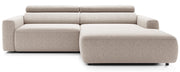 Ecksofa mit elektrischem Auszug Fando, L-förmig, rechtsseitig, hellbeige, Geflecht