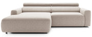 Ecksofa mit elektrischem Auszug Fando, L-förmig, linksseitig, hellbeige, Geflecht