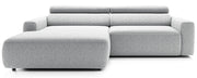 Ecksofa mit elektrischem Auszug Fando, L-förmig, linksseitig, hellgrau, Geflecht