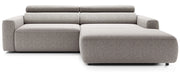 Ecksofa mit elektrischem Auszug Fando, L-förmig, rechtsseitig, grau-beige, Geflecht