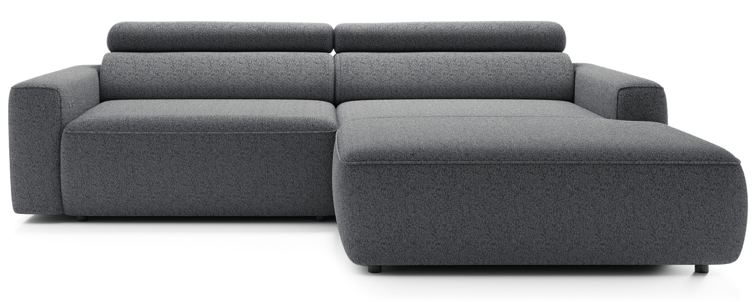 Ecksofa mit elektrischem Auszug Fando, L-förmig, rechtsseitig, grau, Geflecht