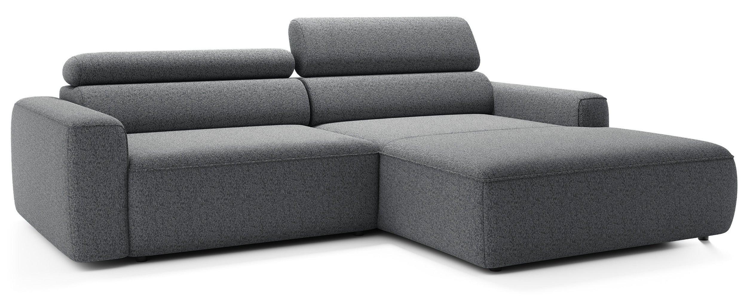 Ecksofa mit elektrischem Auszug Fando, L-förmig, rechtsseitig, grau, Geflecht