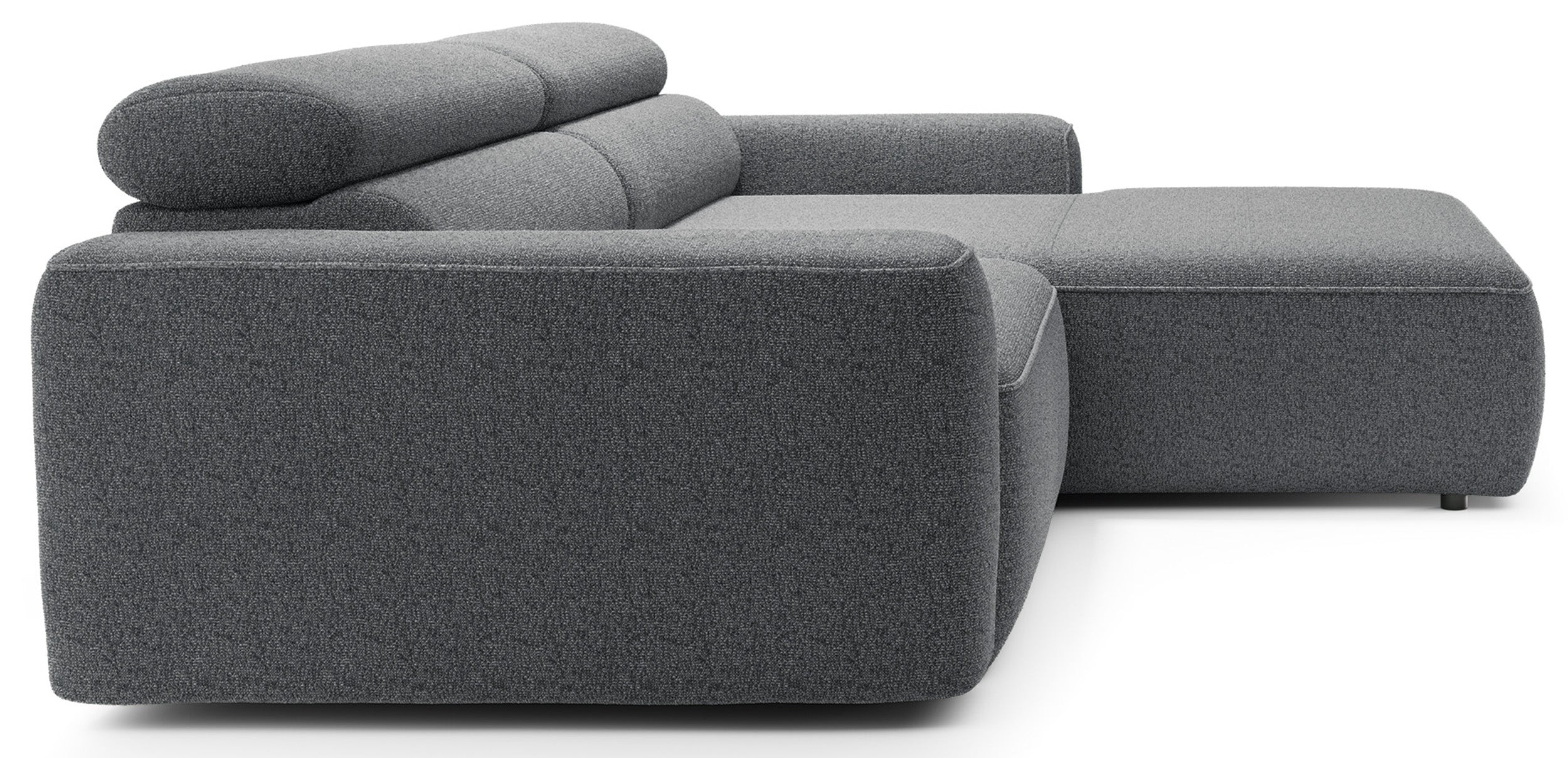 Ecksofa mit elektrischem Auszug Fando, L-förmig, rechtsseitig, grau, Geflecht
