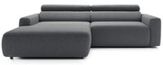Ecksofa mit elektrischem Auszug Fando, L-förmig, linksseitig, grau, Geflecht
